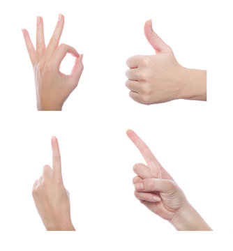 Set of different hand gestures