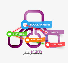 Block scheme infographic tag cloud