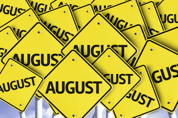 August written on multiple road sign