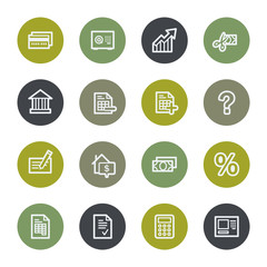Banking web icons set, color buttons