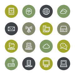 Cloud computing web icons set, color buttons