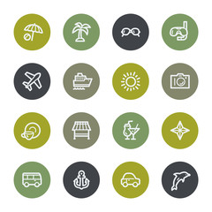 Vacation web icons set, color buttons