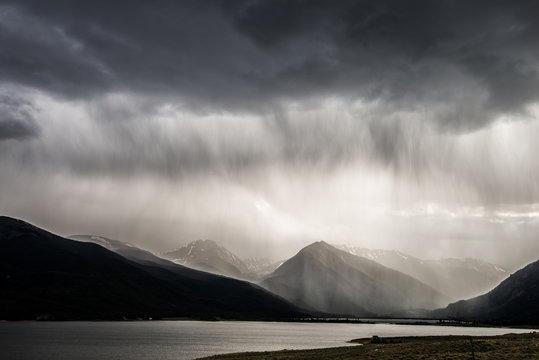 Stormy clouds near Twin Lakes in the Colorado Mountain region