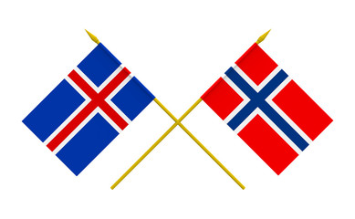 Flags, Iceland and Norway