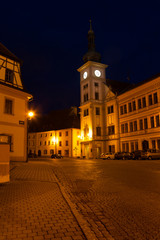 Fototapeta na wymiar Loket main square, little town at night