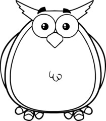 Black And White Owl Cartoon Mascot Character