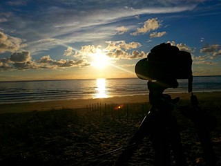 Camera taking sunset