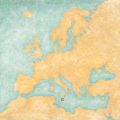 Map of Europe - Malta (Vintage Series)