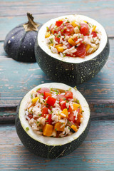 Zucchini stuffed with rice and vegetables