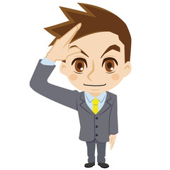 了解する二頭身ビジネスマン