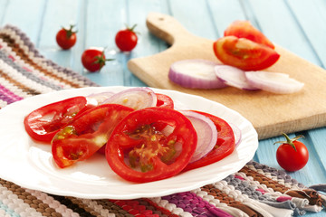 fresh salad with tomato and onion