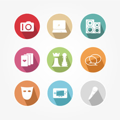 Business icons set color, with shadow and pixel