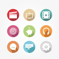 Fototapeta premium Business icons set color, with shadow and pixel