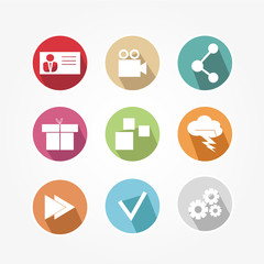 Business icons set color, with shadow and pixel