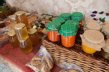 Stand with tradtional wares in La Alcarria, Guadalajara, Spain
