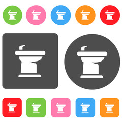 Washbasin icon. Bathroom symbol. Round and rectangle colourful 1