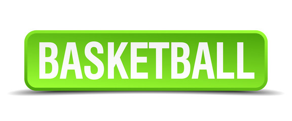 basketball green 3d realistic square isolated button