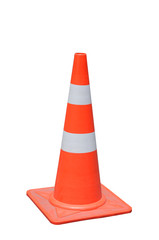 Orange traffic cone on white background, clipping path