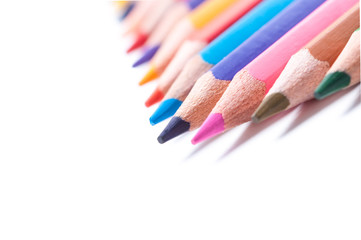 Color pencils on white background.