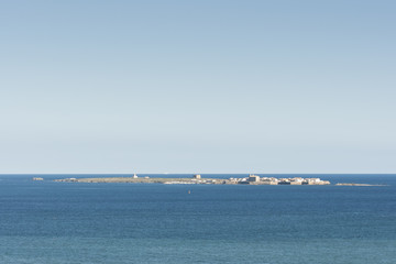 Views of Tabarca islet from Santa Pola town, Alicante, Spain