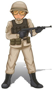 A soldier with a gun