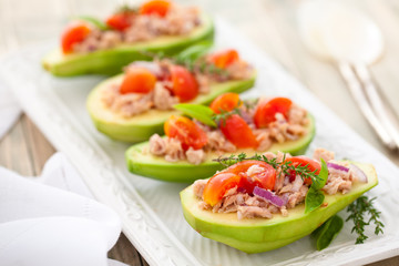 Avocado, tuna and tomato salad.