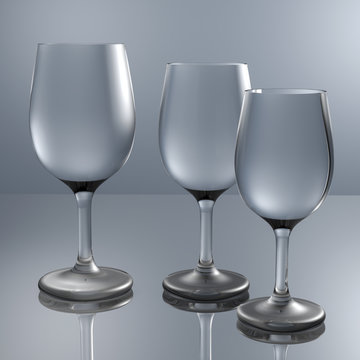 3d render crystal glasses