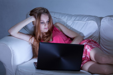 Girl addicted to internet