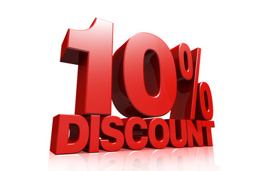 3D render red text 10 percent discount