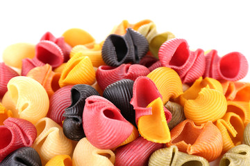 Colorful pasta isolated on white