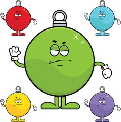 Set Cartoon Christmas Ornaments Grumpy