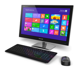 Desktop computer with touchscreen interface - obrazy, fototapety, plakaty