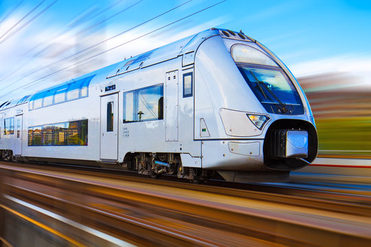 Modern high speed train with motion blur