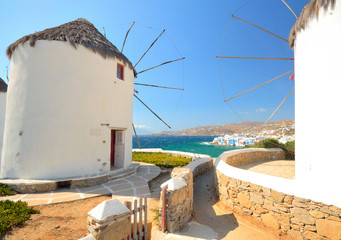 View through Mykonos windmills