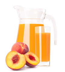 Peach fruit juice in glass jug
