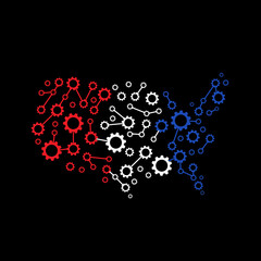 America Gear map red white blue