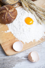 fresh bread and egg, food