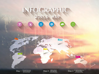 Cloudy sky background with infographic design elements