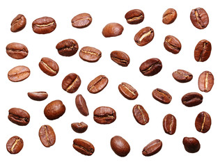 Falling black coffee grain, bean