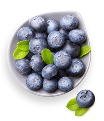 Blueberry with leaves isolated