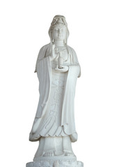 Fototapeta na wymiar White jade statue of chineses female god isolated clipping path.