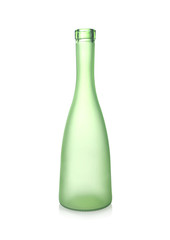 Empty green bottle of brandy isolated on white background