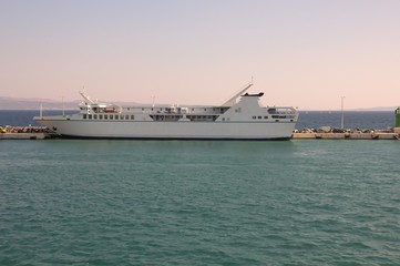 Ferry in port.