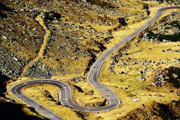 Winding road in Fagaras Mountains, Romania