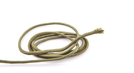 Green para cord over white background 