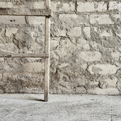 grunge wall, wooden ladder background
