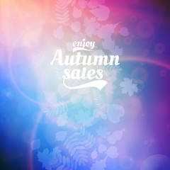 Autumn sale realistic Leaves typography poster.