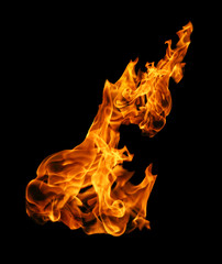 Fire flames collection isolated on black background