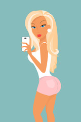 Funny belfie of blonde sensual woman