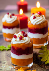 Pumpkin and cranberry dessert